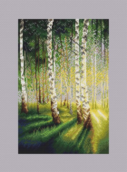 Солнечный лес, схема для вышивания крестом