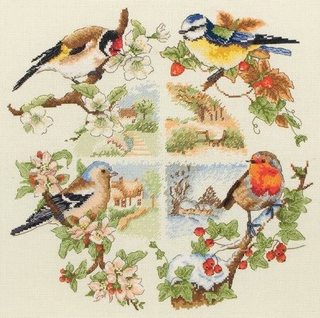 Птицы и сезоны, набор для вышивания