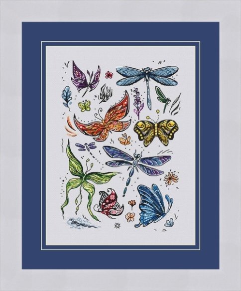 Семплер "Бабочки", схема для вышивки