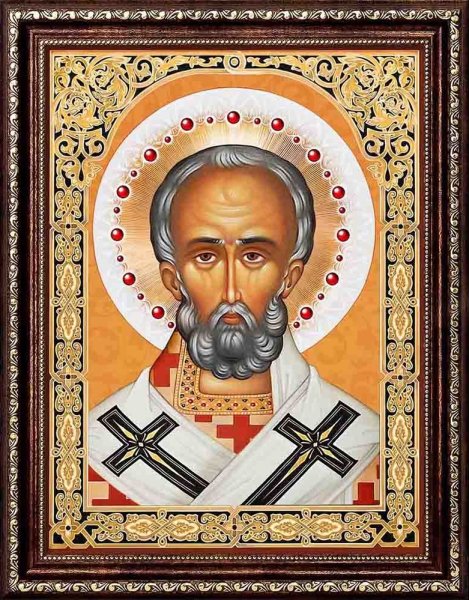 Икона Николай Чудотворец, алмазная мозаика Алмазная живопись