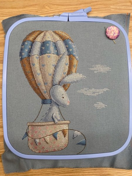Кролик на воздушном шаре, схема для вышивания крестом