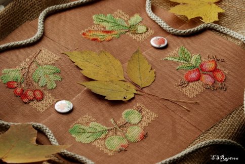 Осенний семплер, схема для вышивки
