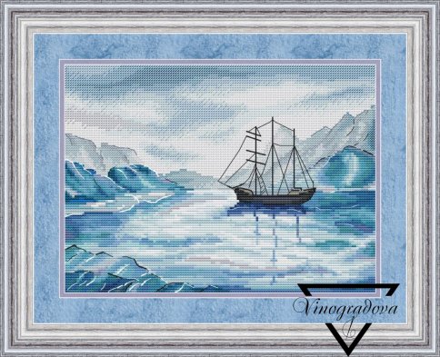 Мечта о северном путешествии на корабле, схема для вышивки