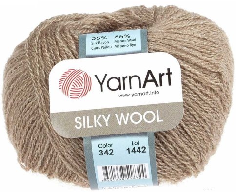 Пряжа YarnArt Silky Wool, 35% шелк rayon, 65% мериносовая шерсть, 25гр/190м