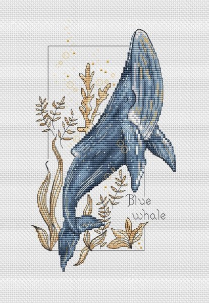 Голубой кит, схема для вышивки