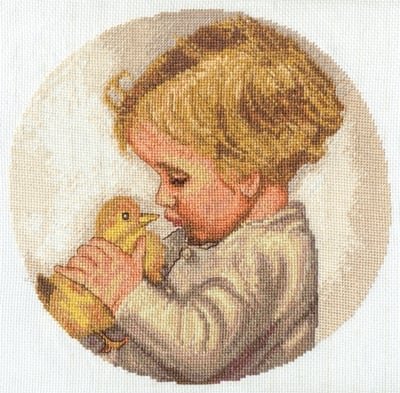 Мальчик с утенком, набор для вышивания