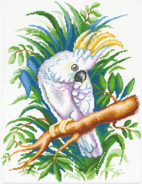 Белый попугай, набор для вышивания