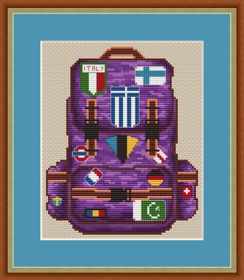 Рюкзак для приключений, схема для вышивания