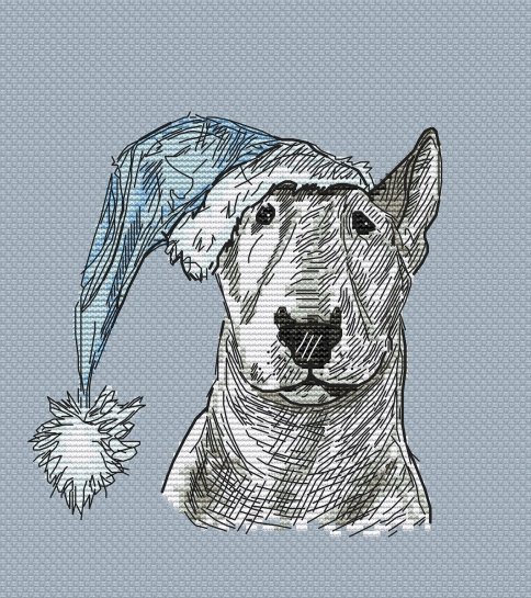 Новогодний собакен, схема для вышивания