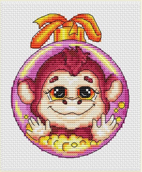 Новогодняя обезьянка, схема для вышивания