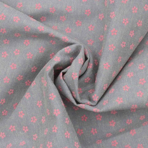 Ткань декоративная "Цветок", серо-розовая