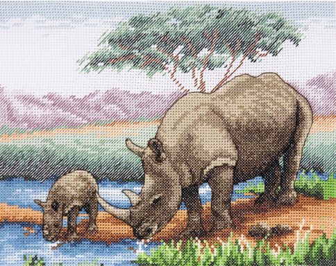Носороги, набор для вышивания 
