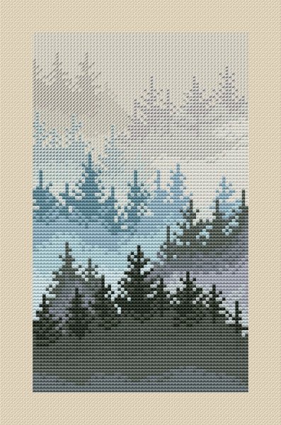 Туманный лес, схема для вышивания крестом