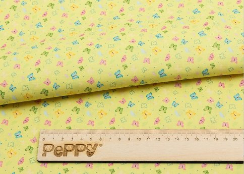 Ткань для пэчворка Peppy, принт желтый с бабочками