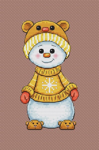 Снеговик "Мишка", схема для вышивания