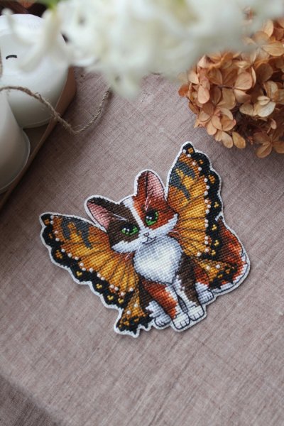 Котик бабочка, схема для вышивания