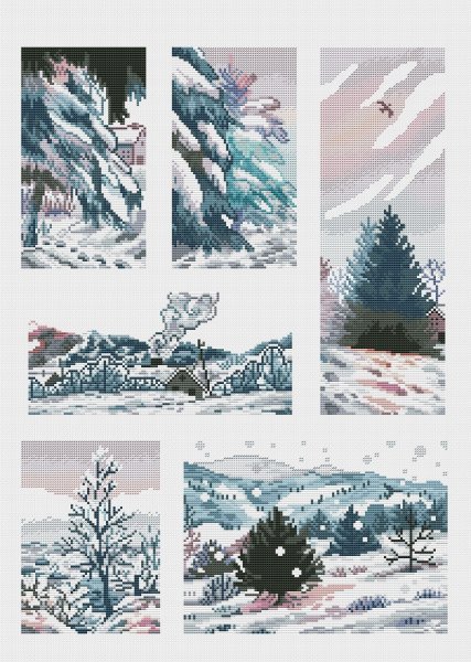 Зима. Пейзажи, схема для вышивания крестиком