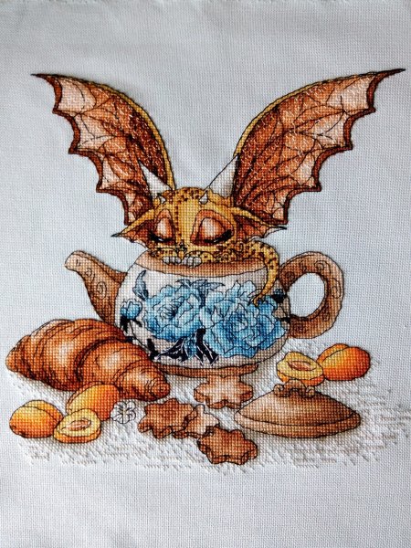 Дракончик в чайнике, схема для вышивки