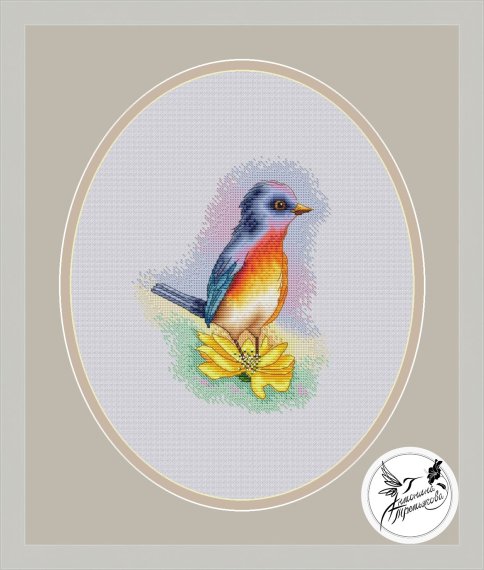 Птичка, схема для вышивки
