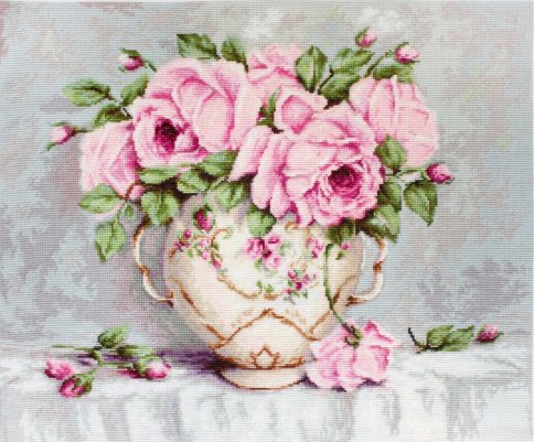 Розовые розы, набор для вышивания, Luca-S