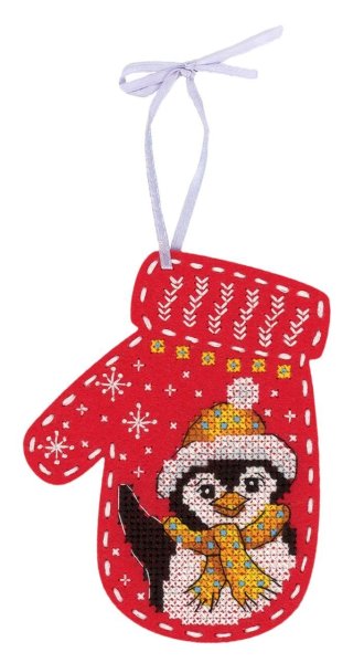 Новогодняя варежка «Пингвинёнок», набор для вышивания