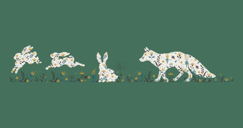 Весна на пороге. Лис и кролики 2, схема для вышивания