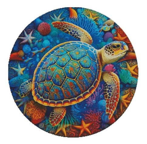 Черепаха в круге, схема для вышивания