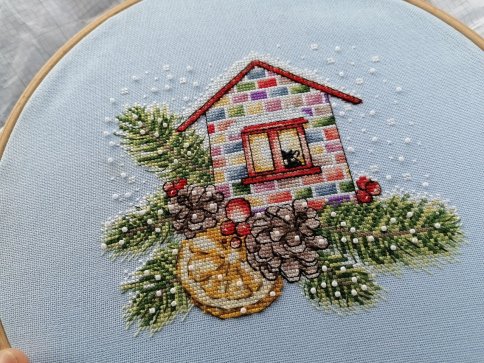 Рождественский домик, схема для вышивания
