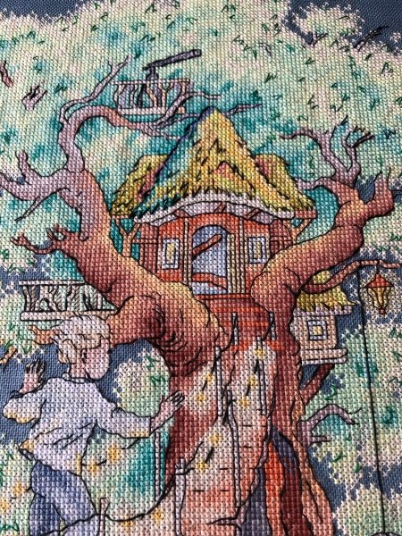 Домик на дереве, схема для вышивания