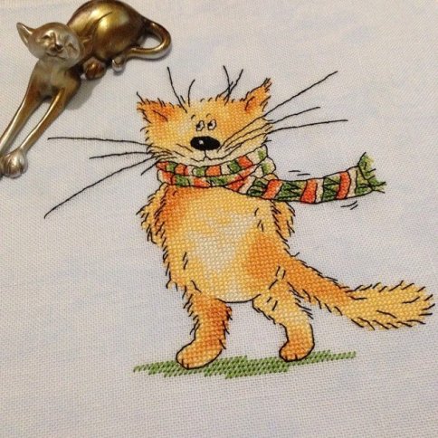 Кот в шарфе, схема для вышивки