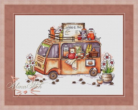 Кофейный фургон, схема для вышивания