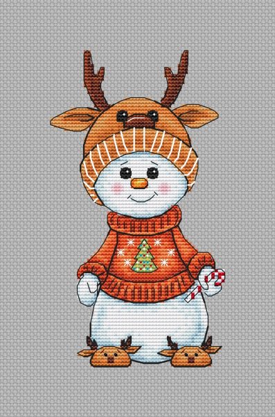 Снеговик "Олень", схема для вышивания