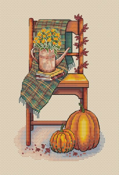 Осенний стульчик, схема для вышивания
