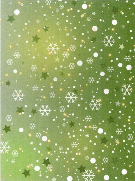 Дизайнерская канва Aida 18, цвет снежинки на зеленом