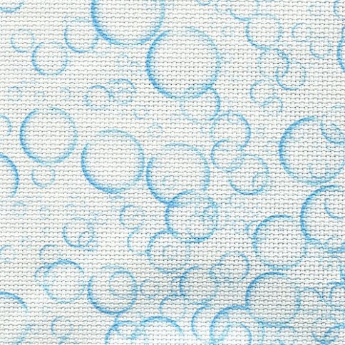 Дизайнерская канва Aida 14, цвет голубой с пузырьками