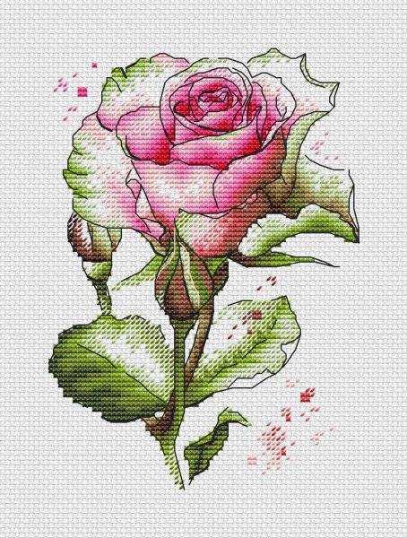Акварельная роза, схема для вышивания