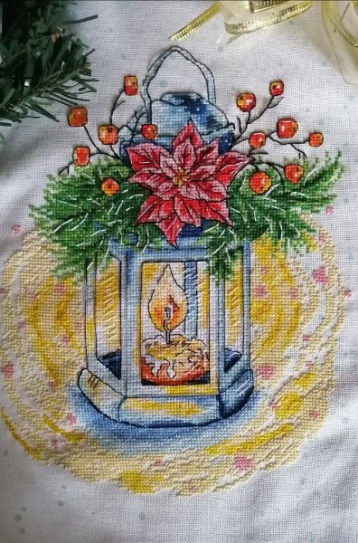 Рождественский фонарь, авторская схема для вышивки