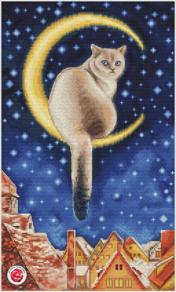 Лунный кот, схема для вышивания