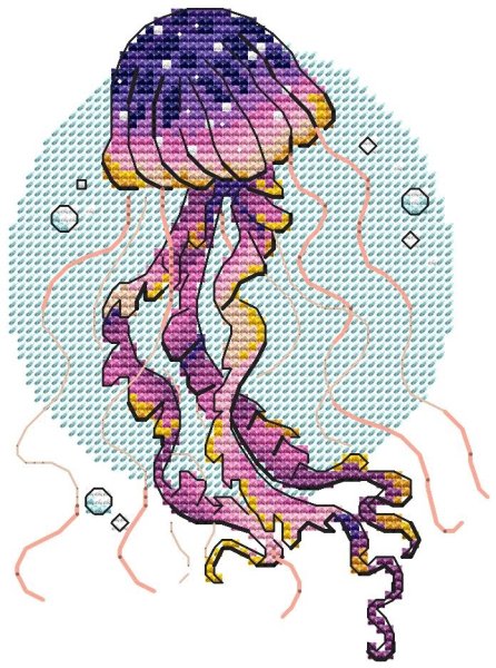 Морские обитатели. Медуза, схема для вышивки