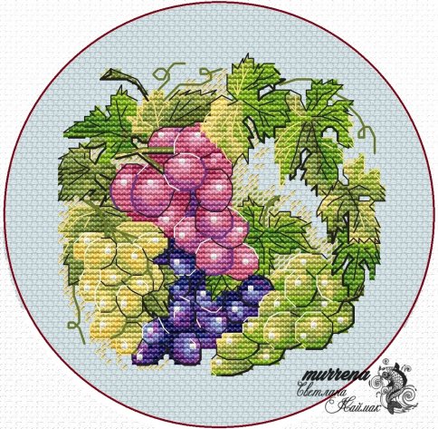 Виноград, схема для вышивания крестом