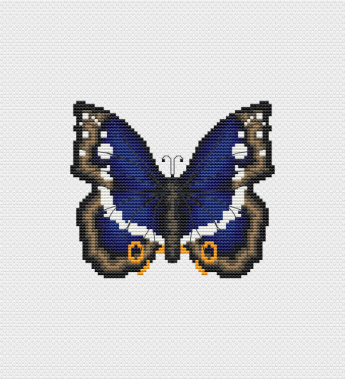 Бабочка Переливница ивовая, схема для вышивки крестом