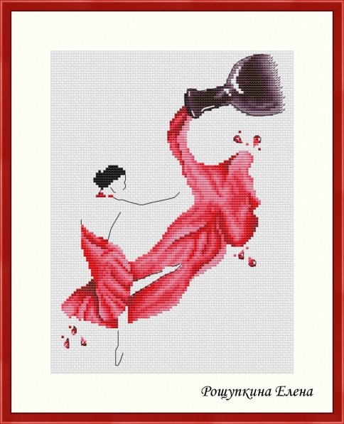 Винное фламенко, схема для вышивки