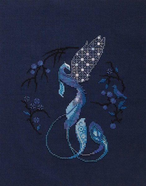 Сказочная синяя птица, схема для вышивания