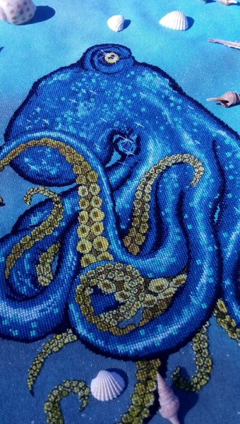 Blue Octopus, схема для вышивки