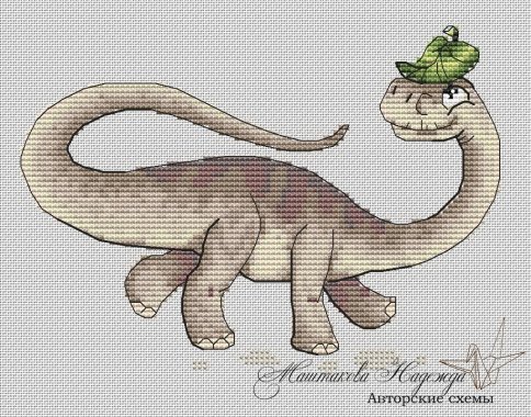 Бронтозавр, схема для вышивания