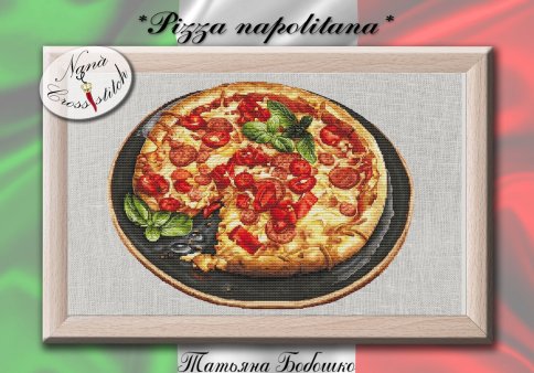 Pizza napolitana, схема для вышивания