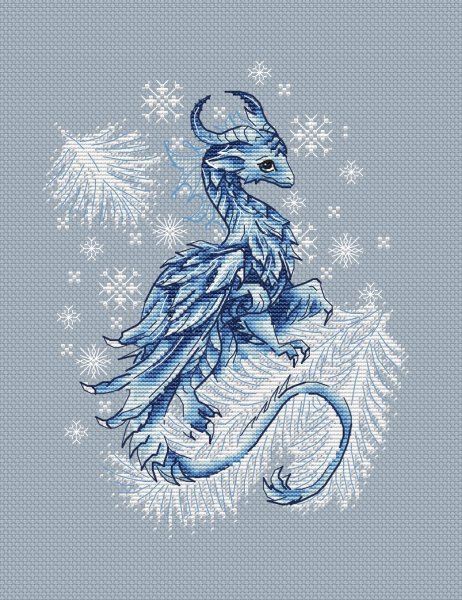 Ледяной дракончик, схема для вышивки