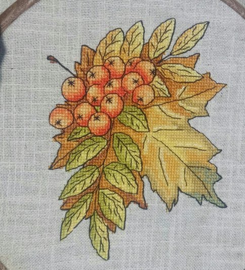 Осенний листик, схема для вышивания 