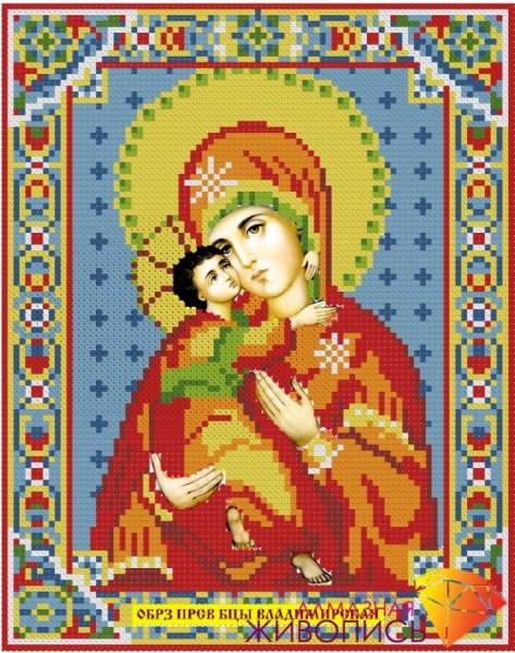 Икона Владимирская Богородица, алмазная мозаика