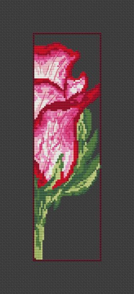 Книжная закладка Цветок Розы, схема для вышивания